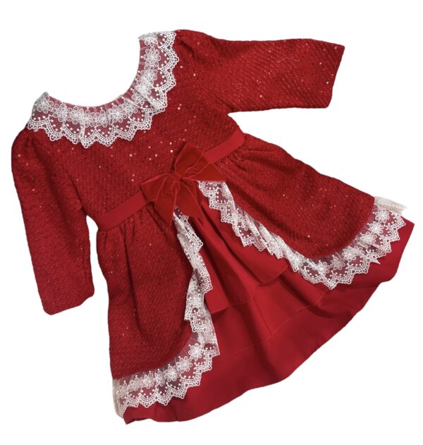 Red Sequin Bow Party Dress