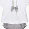 Girls Two Piece White and Gray Polo Set