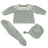 White Contrasted Scalloped Knit Baby Set