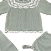 White Contrasted Scalloped Knit Baby Set