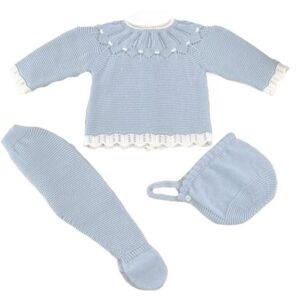 Feathered Crocheted Three Piece Knit Baby Set