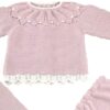 Feathered Crocheted Three Piece Knit Baby Set