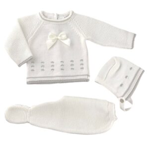 Three Piece Dotted Knitted Baby Set