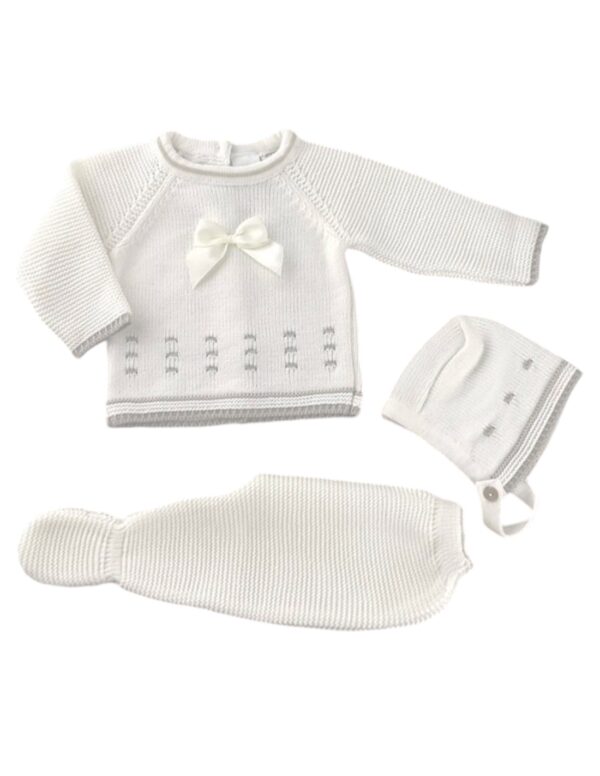 Three Piece Dotted Knitted Baby Set