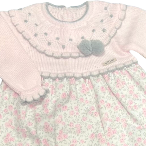 Baby Girls Pink Floral Knit Dress