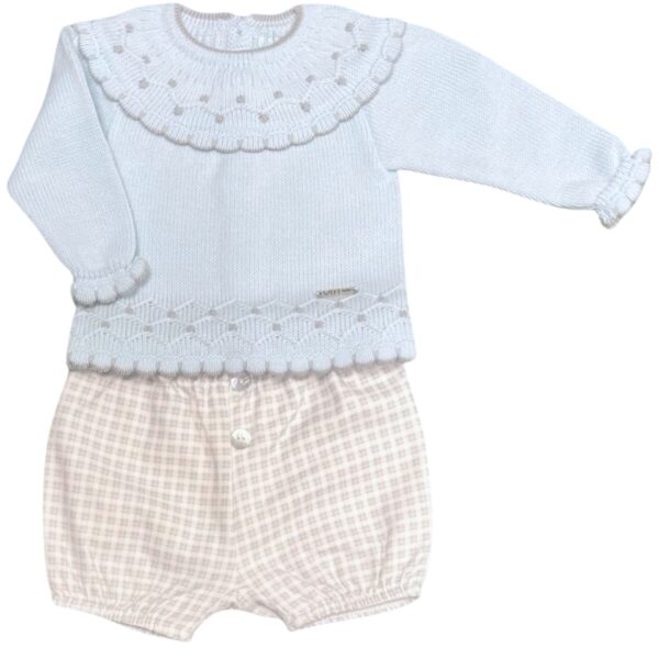 Baby Blue and Gray Two Piece Knit Jogger Set