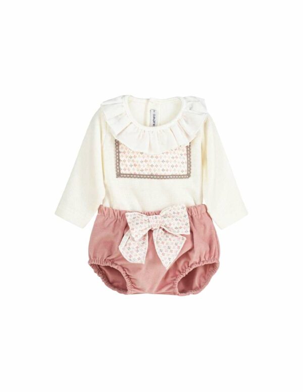 Girls Two Piece Ruffled Bow Jogger Set