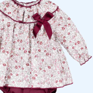 Baby Girls Two Piece Maroon Floral Dress Set