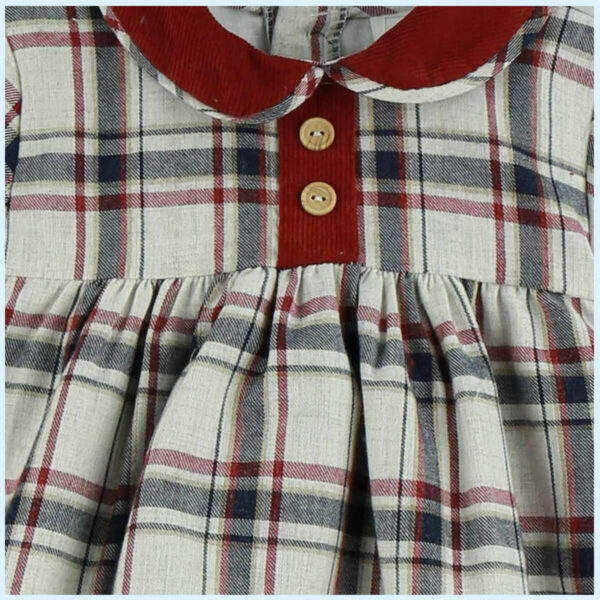 Navy and Maroon Checked Baby Romper