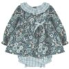 Soft Blue Floral Check Baby Dress Set