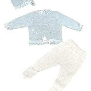 Three Piece Textured Pattern Knit Baby Set