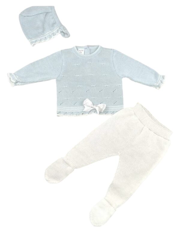 Three Piece Textured Pattern Knit Baby Set