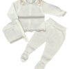 Twin Bows Three Piece Knitted Baby Set