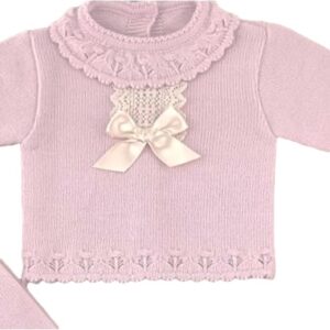 Rose Scalloped Crocheted Knit Baby Set