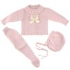 Rose Scalloped Crocheted Knit Baby Set