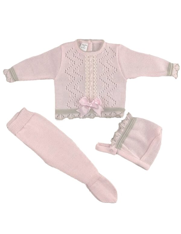 Zig Zag Three Piece Knitted Baby Set