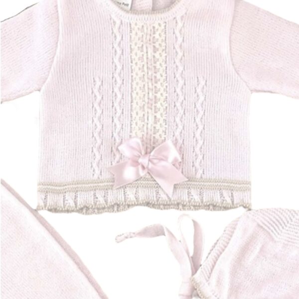 Lace Floral Three Piece Baby Knit Set