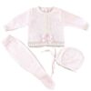 Lace Floral Three Piece Baby Knit Set