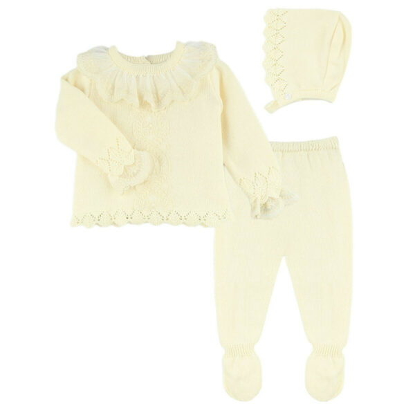 Yellow Cream Lace Knit Gaiter Set