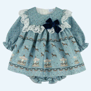 Blue Carousel Baby Dress Set