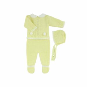 Pompons Three Piece Knit Baby Set