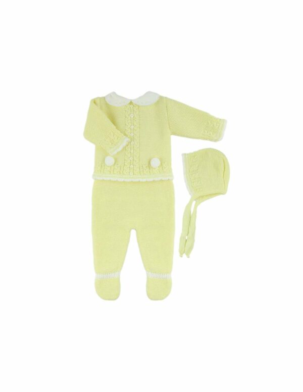 Pompons Three Piece Knit Baby Set