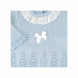 Ruffled Collar Three Piece Knitted Baby Set