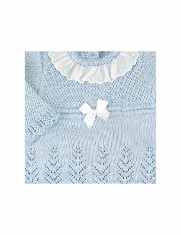 Ruffled Collar Three Piece Knitted Baby Set