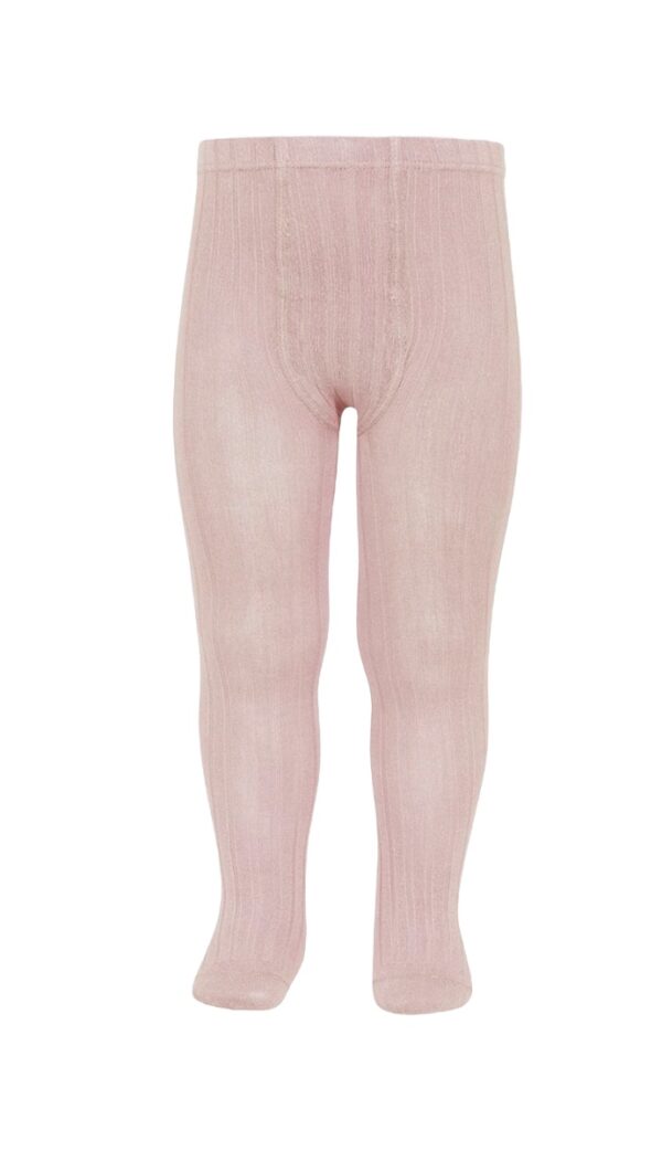 Rose Pink Ribbed Knit Tights